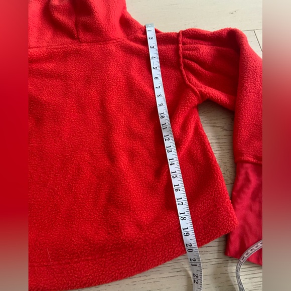 FREE PEOPLE Poppy Pullover Sherpa 1/4 Zip Pullover Red XS, Cozy Fleece - Picture 8 of 9